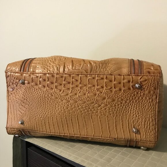 Tan Crocodile Embossed Satchel - Picture 6 of 13